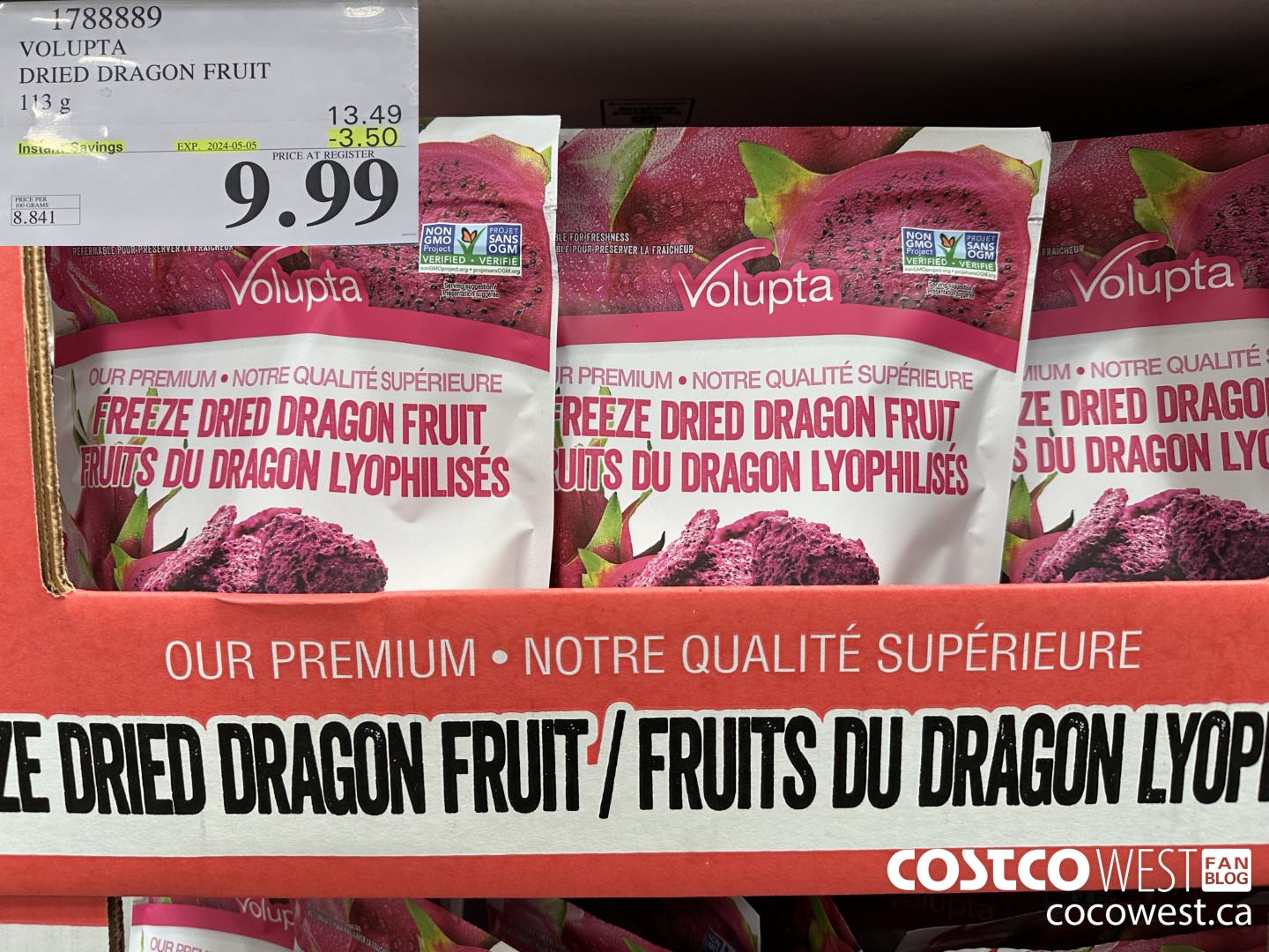 1788889 VOLUPTA DRIED DRAGON FRUIT 113G ($3.50 INSTANT SAVINGS EXPIRES ON 2024-05-05) $9.99