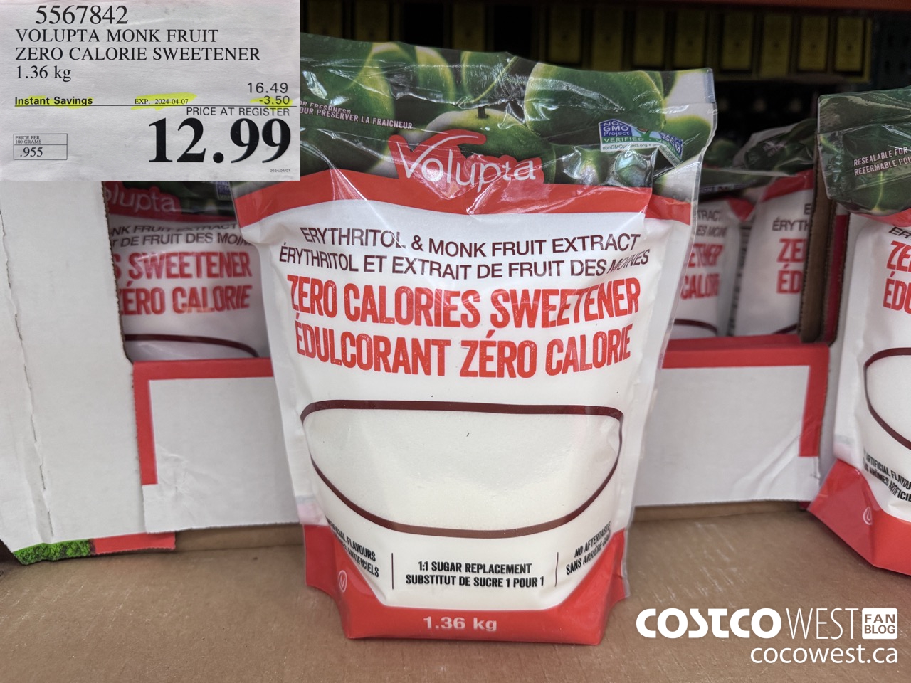 5567842 VOLUPTA MONK FRUIT ZERO CALORIE SWEETENER 1.36KG ($3.50 INSTANT SAVINGS EXPIRES ON 2024-04-07) $12.99