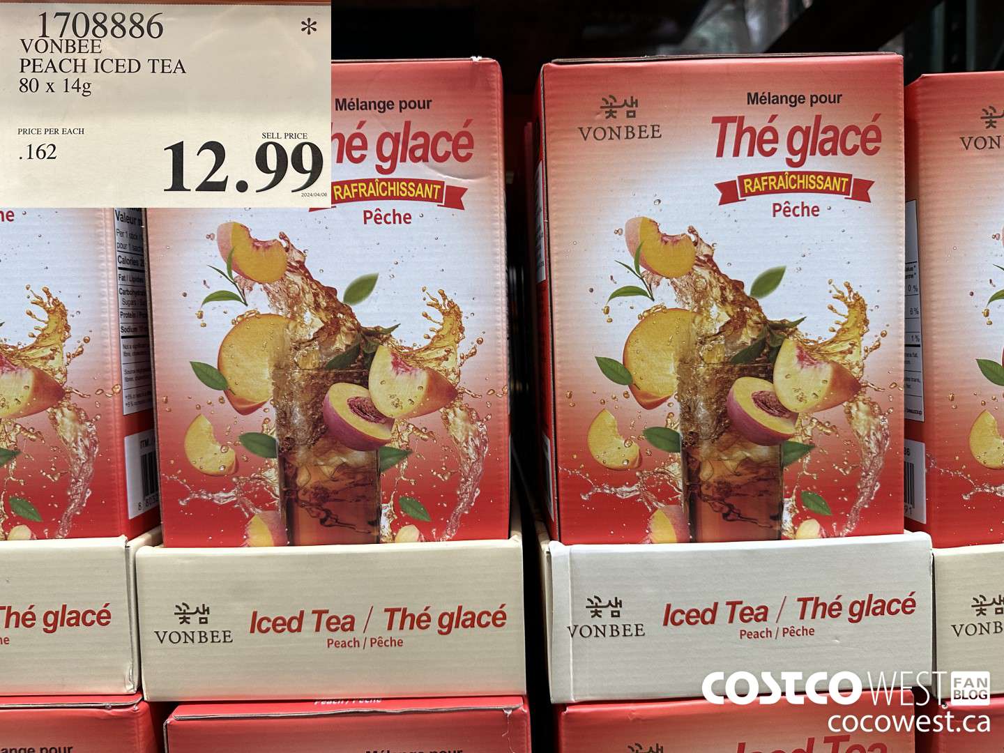 1708886 VONBEE PEACH ICED TEA 80 X 14G $12.99