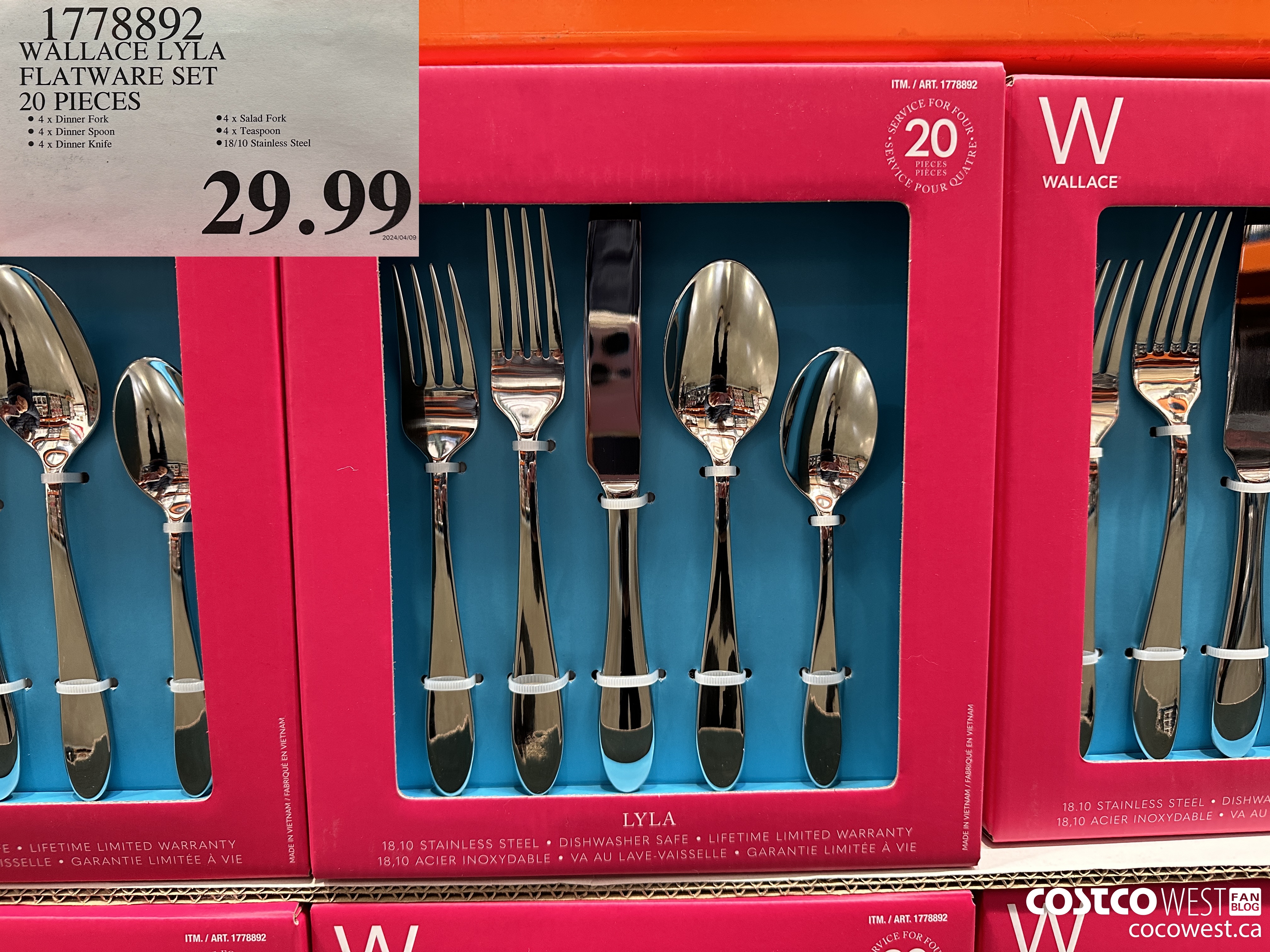 1778892 WALLACE LYLA FLATWARE SET 20 PIECES $29.99