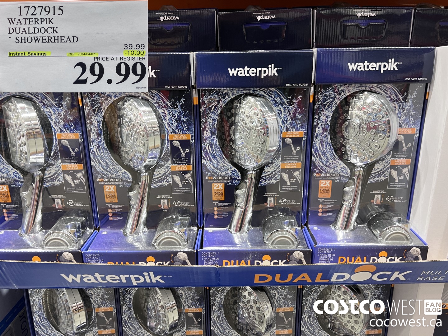 1727915 WATERPIK DUALDOCK SHOWERHEAD ($10.00 INSTANT SAVINGS EXPIRES ON 2024-04-07) $29.99