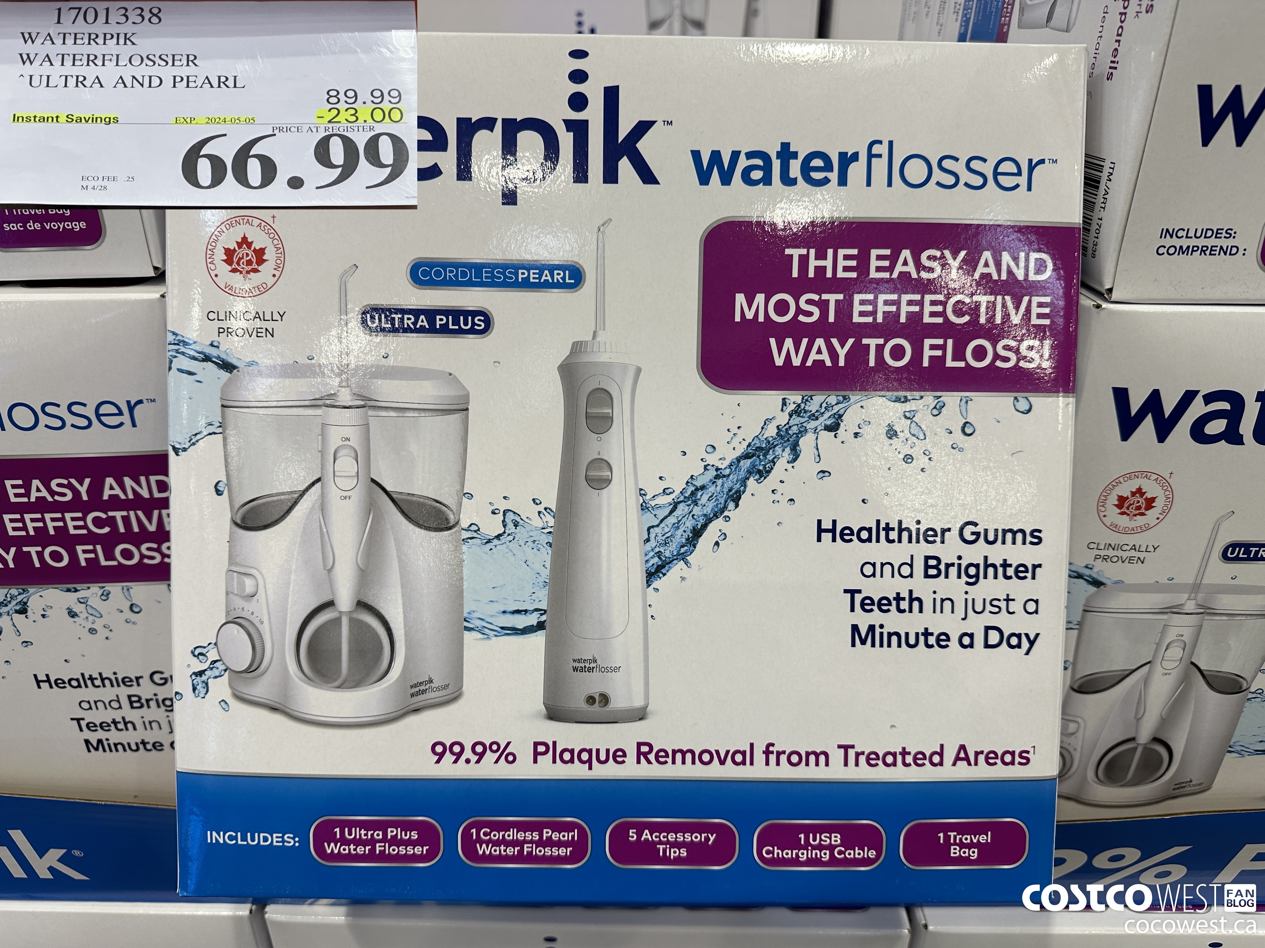 1701338 WATERPIK WATERFLOSSER ULTRA AND PEARL ($23.00 INSTANT SAVINGS EXPIRES ON 2024-05-05) $66.99