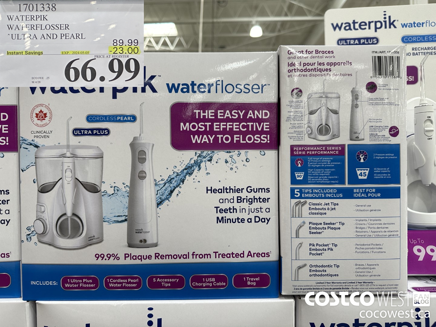 1701338 WATERPIK WATERFLOSSER ULTRA AND PEARL ($23.00 INSTANT SAVINGS EXPIRES ON 2024-05-05) $66.99