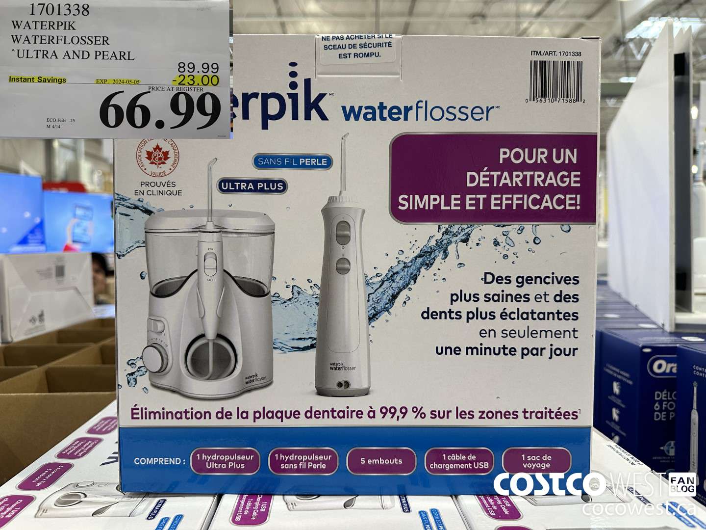 1701338 WATERPIK WATERFLOSSER ULTRA AND PEARL ($23.00 INSTANT SAVINGS EXPIRES ON 2024-05-05) $66.99
