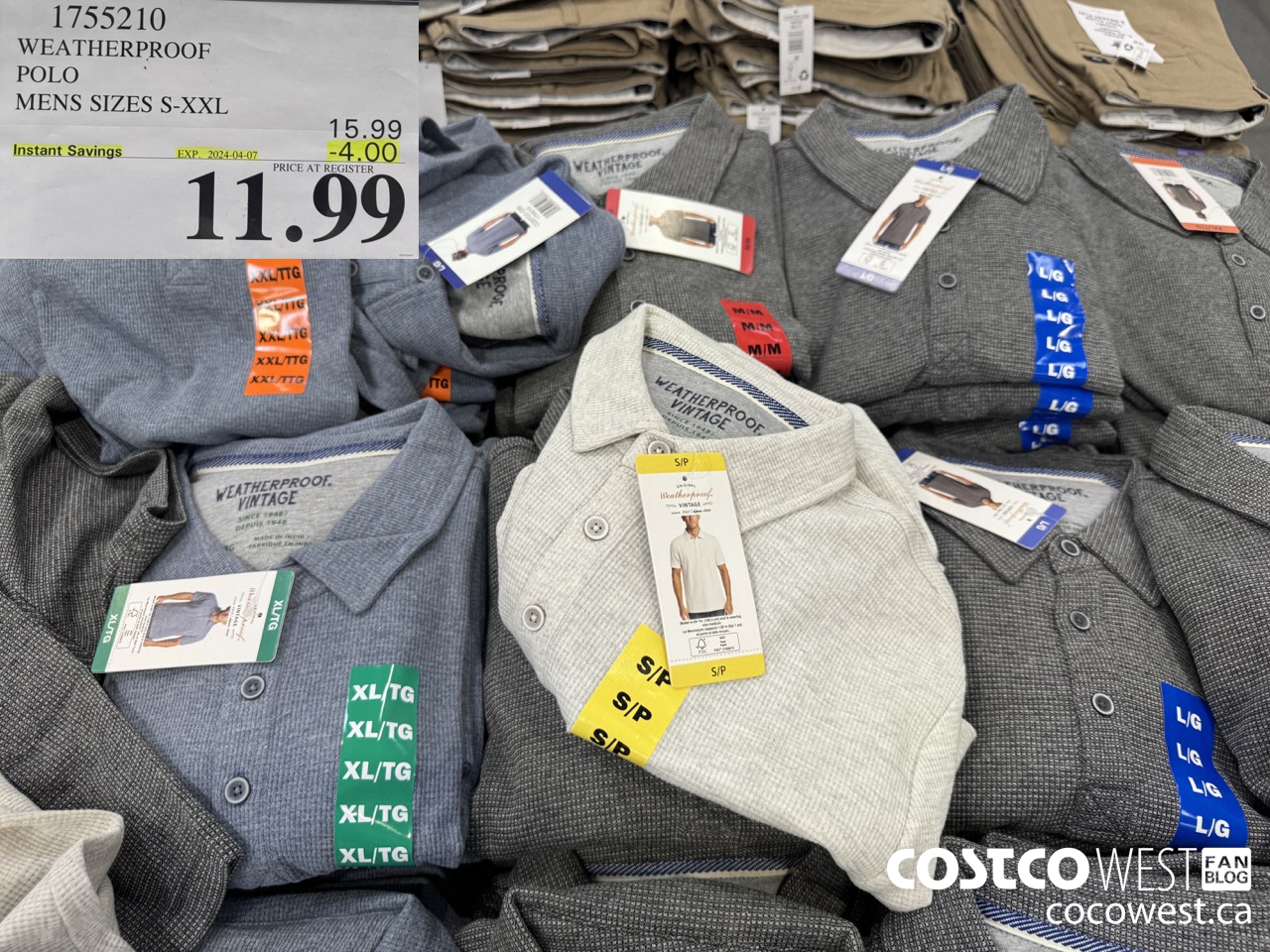 1755210 WEATHERPROOF POLO MENS SIZES S-XXL ($4.00 INSTANT SAVINGS EXPIRES ON 2024-04-07) $11.99