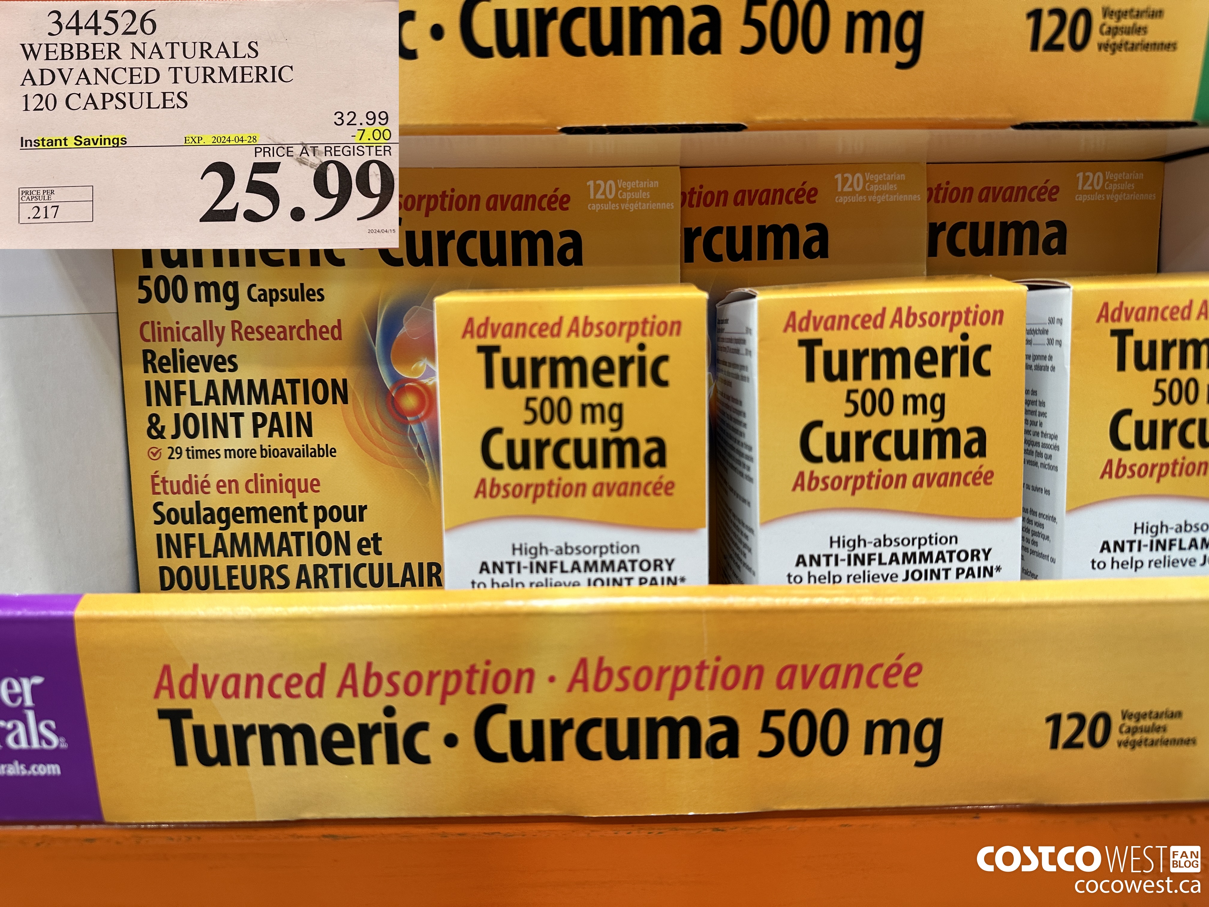344526 WEBBER NATURALS ADVANCED TURMERIC 120 CAPSULES ($7.00 INSTANT SAVINGS EXPIRES ON 2024-04-28) $25.99