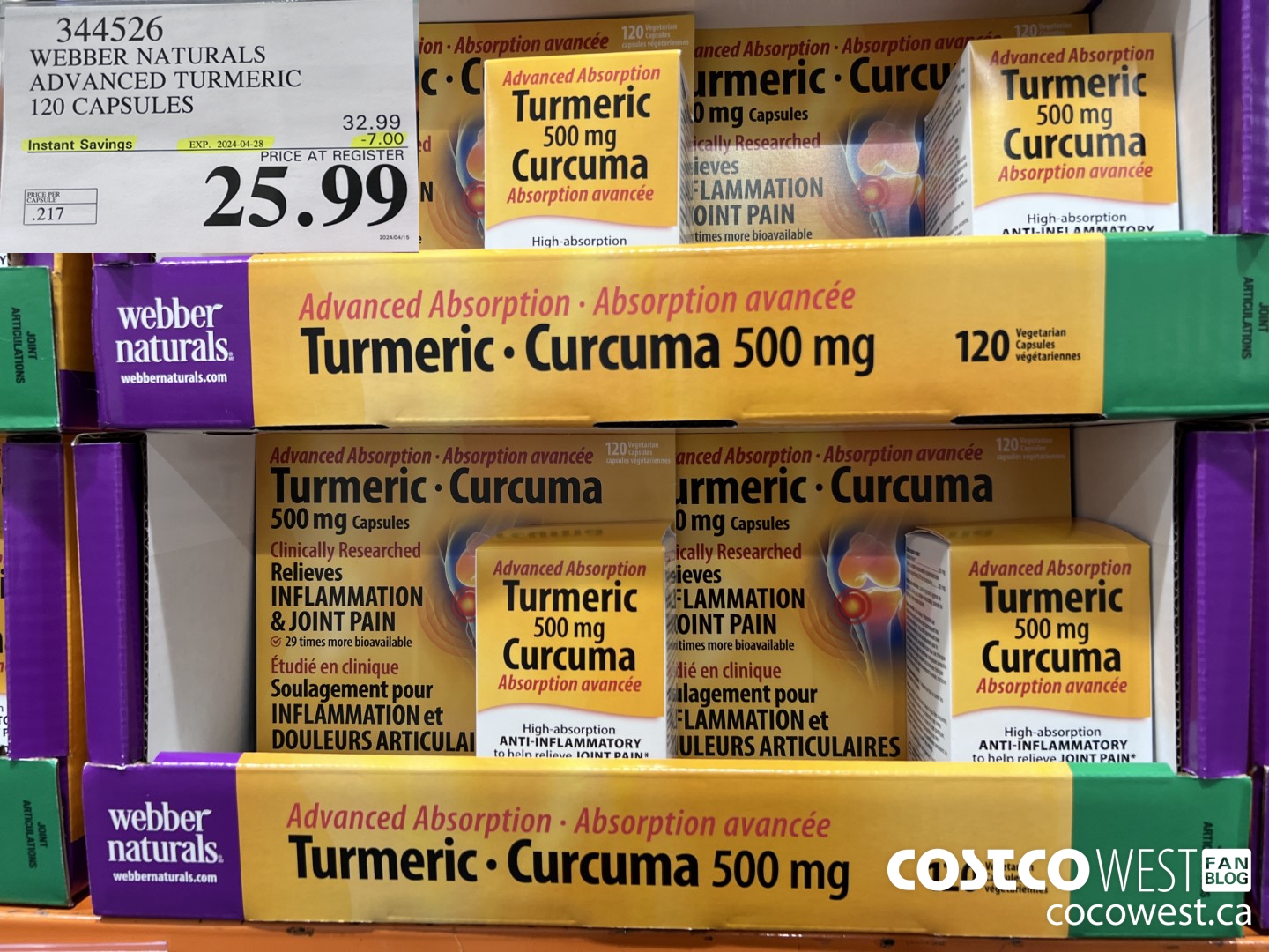 344526 WEBBER NATURALS ADVANCED TURMERIC 120 CAPSULES ($7.00 INSTANT SAVINGS EXPIRES ON 2024-04-28) $25.99