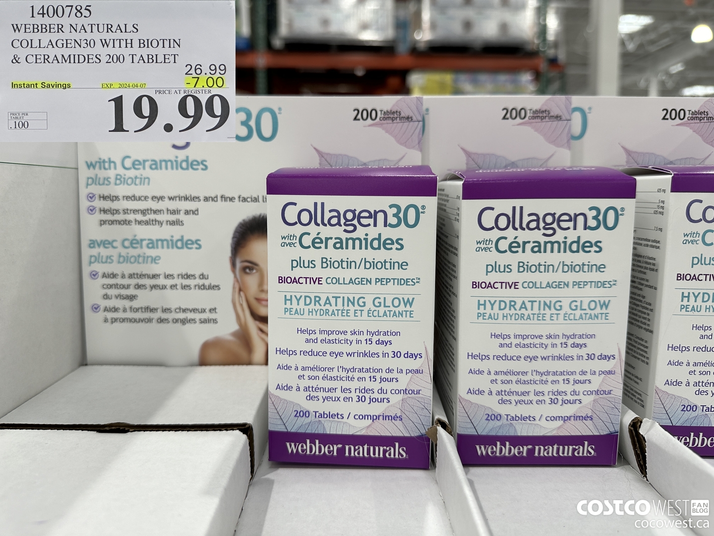1400785 WEBBER NATURALS COLLAGEN30 WITH BIOTIN & CERAMIDES 200 TABLET ($7.00 INSTANT SAVINGS EXPIRES ON 2024-04-07) $19.99
