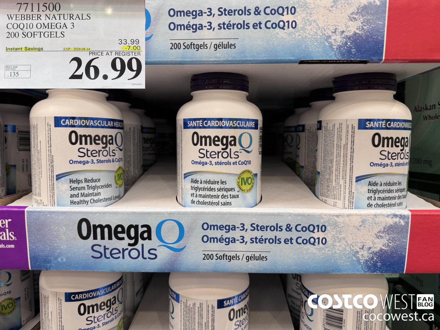 7711500 WEBBER NATURALS COQ10 OMEGA 3 200 SOFTGELS ($7.00 INSTANT SAVINGS EXPIRES ON 2024-04-14) $26.99