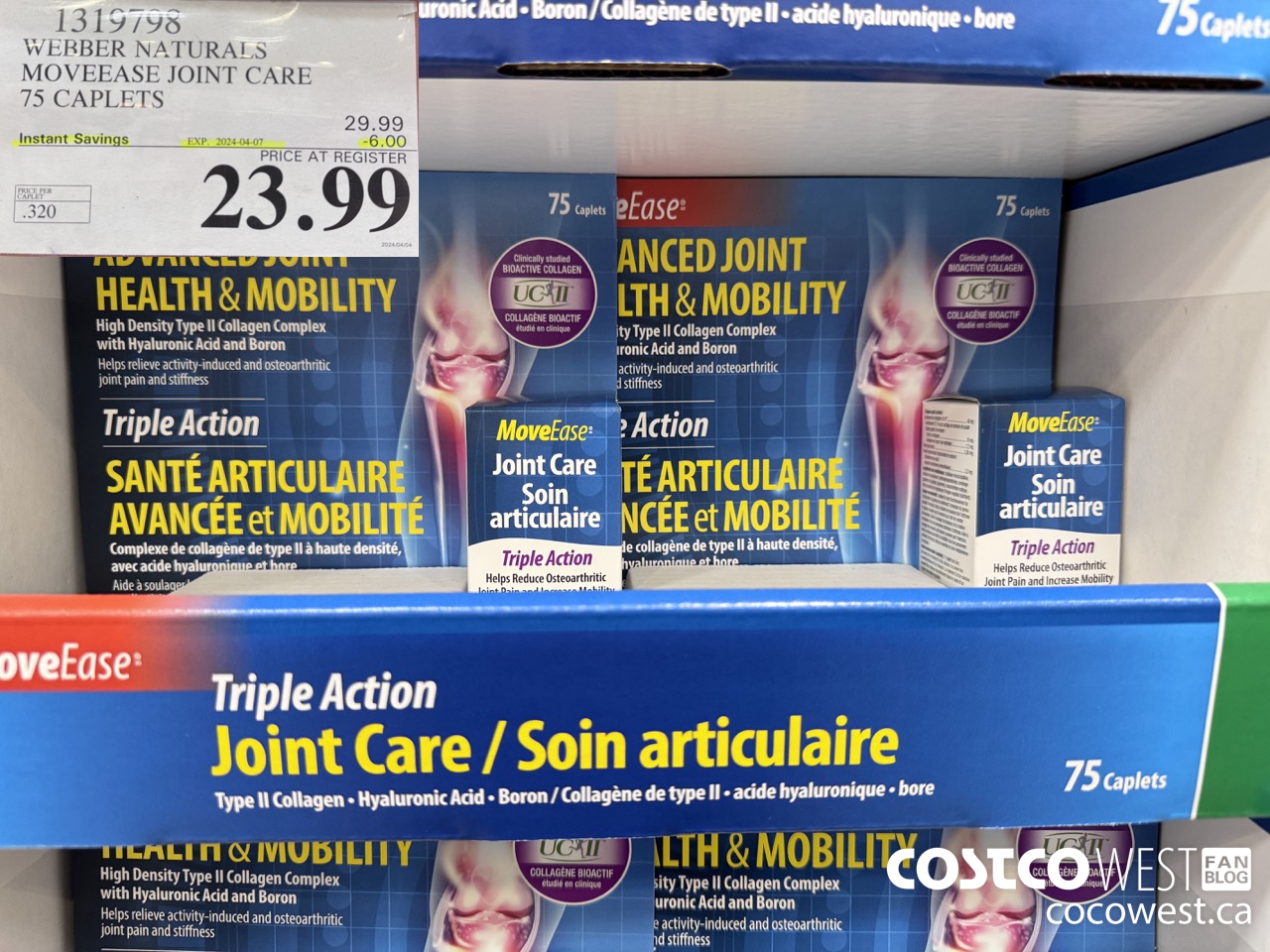 1319798 WEBBER NATURALS MOVEEASE TRIPLE ACTION JOINT 75 CAPLETS ($6.00 INSTANT SAVINGS EXPIRES ON 2024-04-07) $23.99