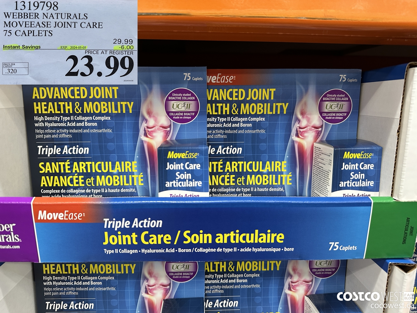 1319798 WEBBER NATURALS MOVEEASE TRIPLE ACTION JOINT 75 CAPLETS ($6.00 INSTANT SAVINGS EXPIRES ON 2024-05-05) $23.99