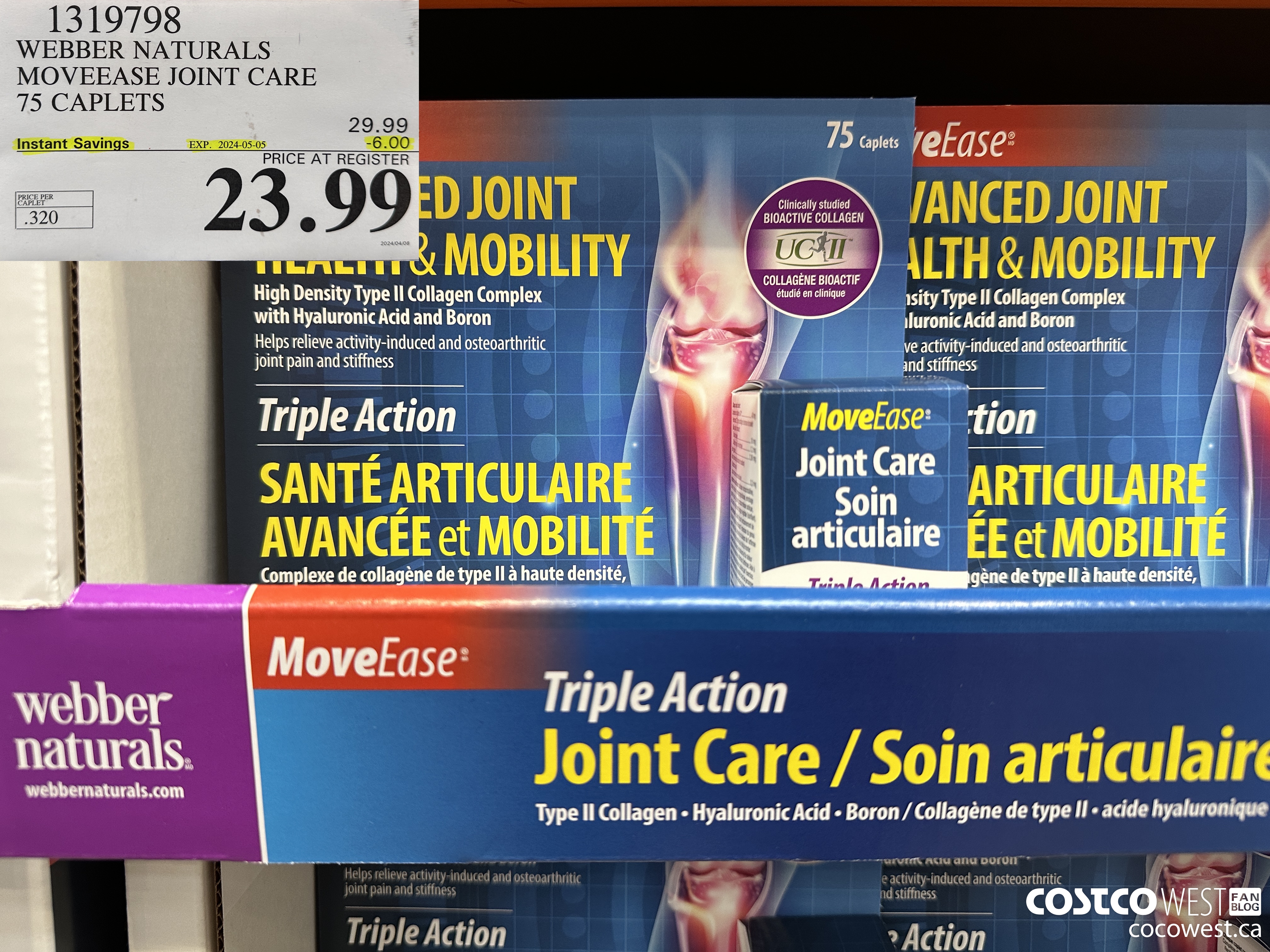 1319798 WEBBER NATURALS MOVEEASE TRIPLE ACTION JOINT 75 CAPLETS ($6.00 INSTANT SAVINGS EXPIRES ON 2024-05-05) $23.99