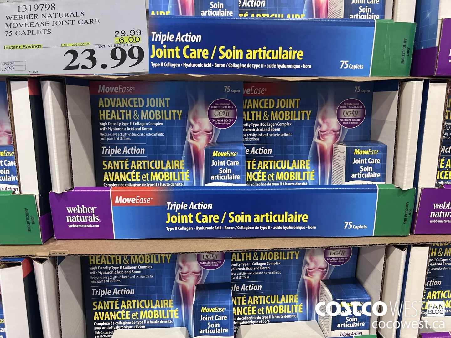 1319798 WEBBER NATURALS MOVEEASE TRIPLE ACTION JOINT 75 CAPLETS ($6.00 INSTANT SAVINGS EXPIRES ON 2024-05-05) $23.99