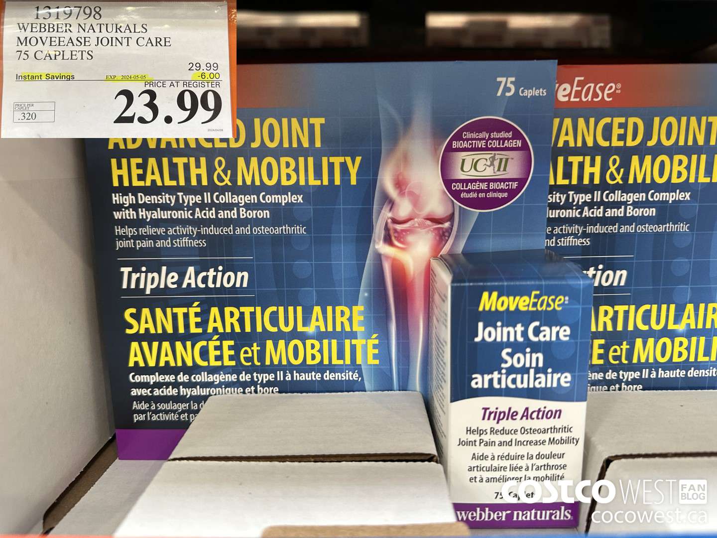1319798 WEBBER NATURALS MOVEEASE TRIPLE ACTION JOINT 75 CAPLETS ($6.00 INSTANT SAVINGS EXPIRES ON 2024-05-05) $23.99