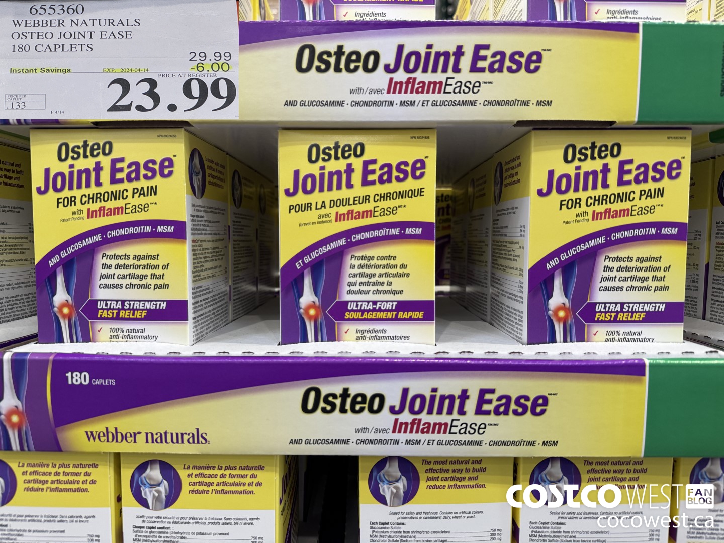 655360 WEBBER NAURALS OSTEO JOINT EASE 180 CAPLETS ($6.00 INSTANT SAVINGS EXPIRES ON 2024-04-14) $23.99