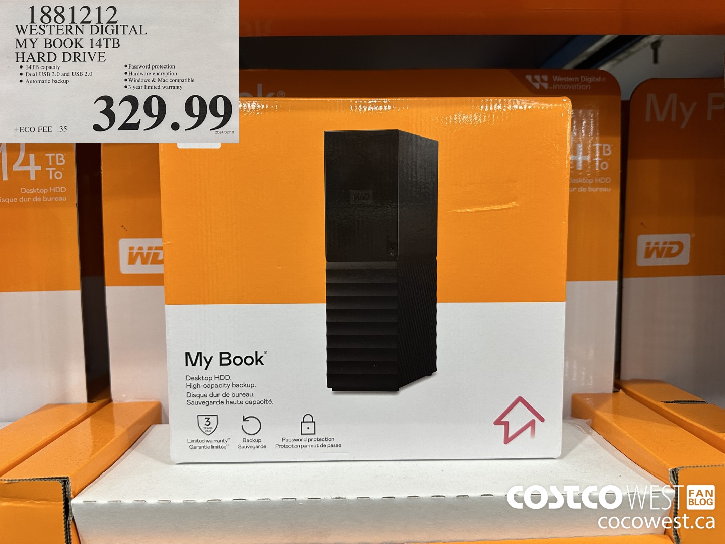 1881212 WESTERN DIGITAL MY BOOK 14TB HARD DRIVE $329.99