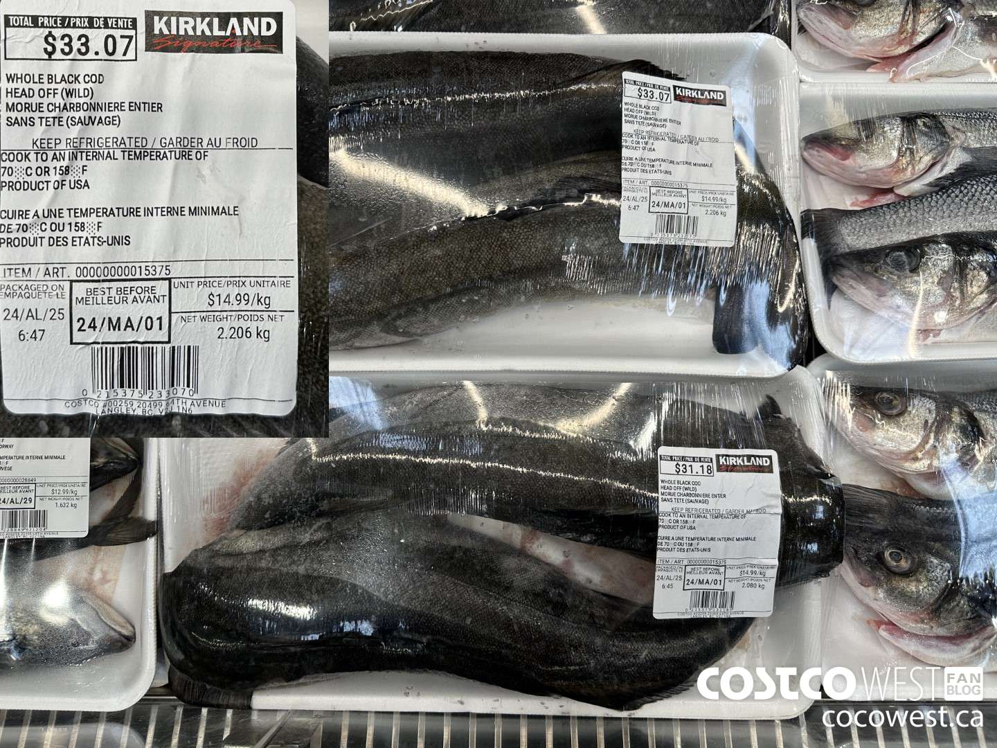 15375 WHOLE BLACK COD HEAD OFF (WILD) $14.99