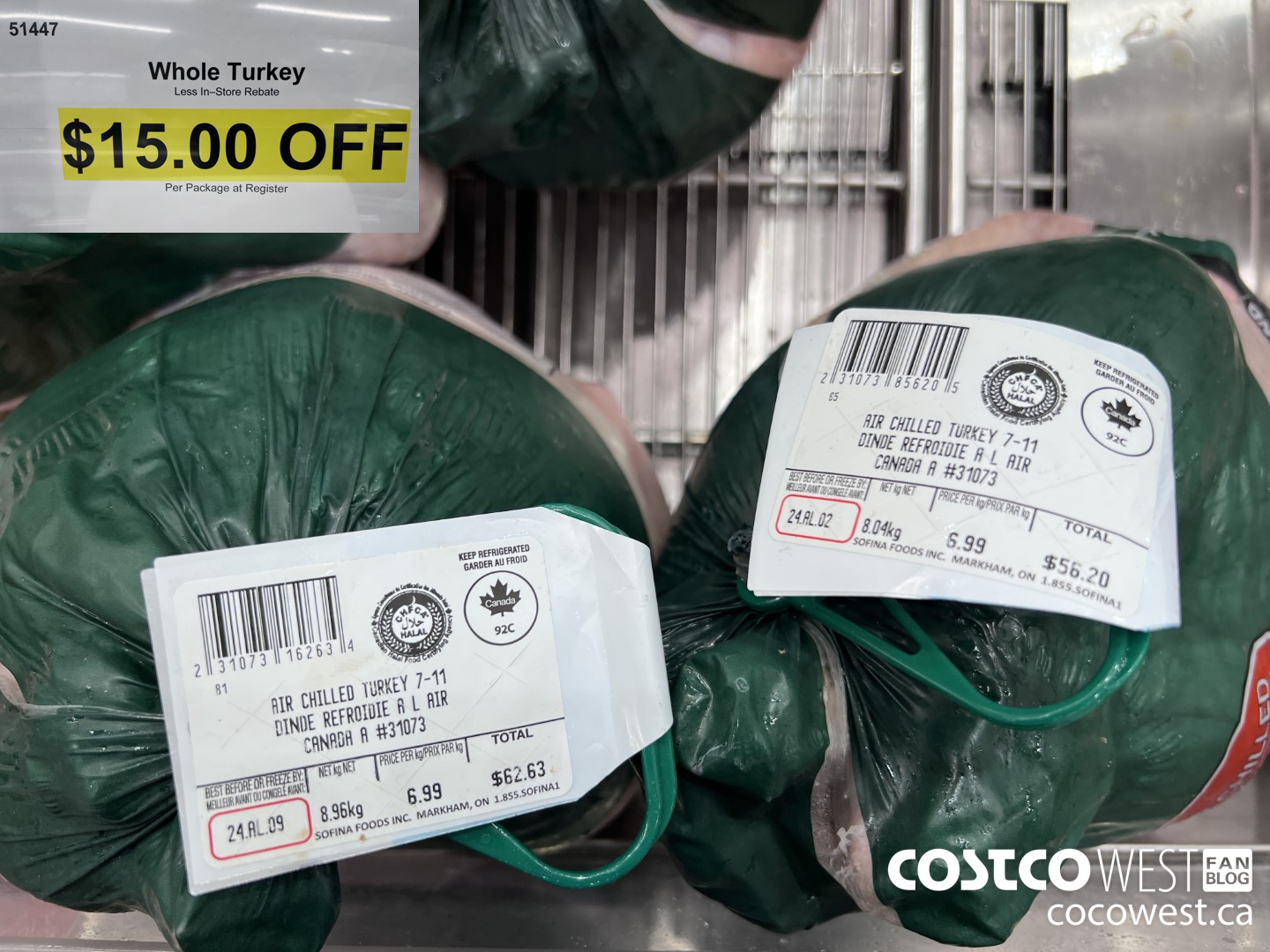 51447 WHOLE TURKEY GRADE A AIR CHILLED ($15.00 INSTANT SAVINGS)