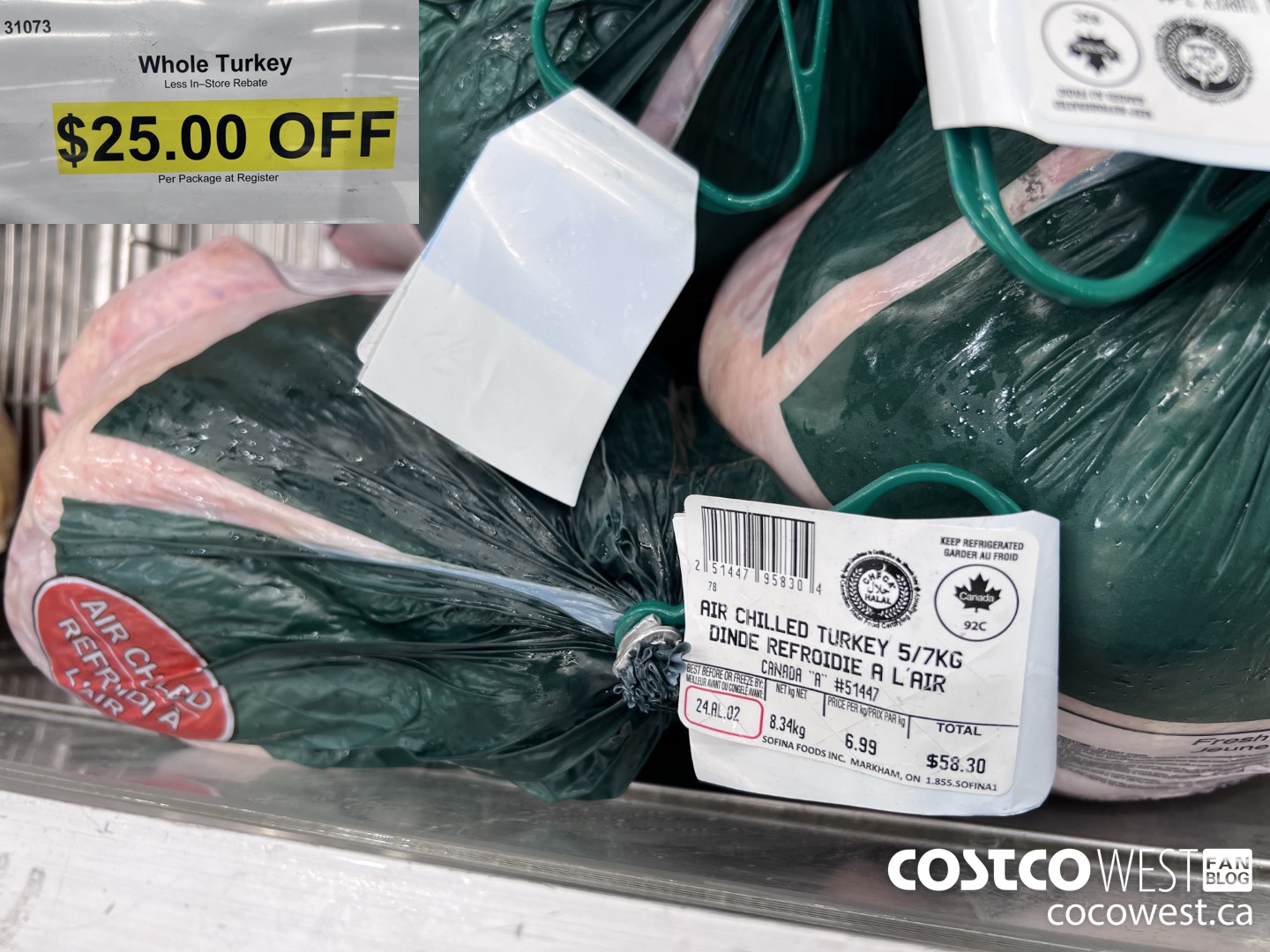 31073 WHOLE TURKEY GRADE A AIR CHILLED 7-11KG ($25.00 INSTANT SAVINGS)