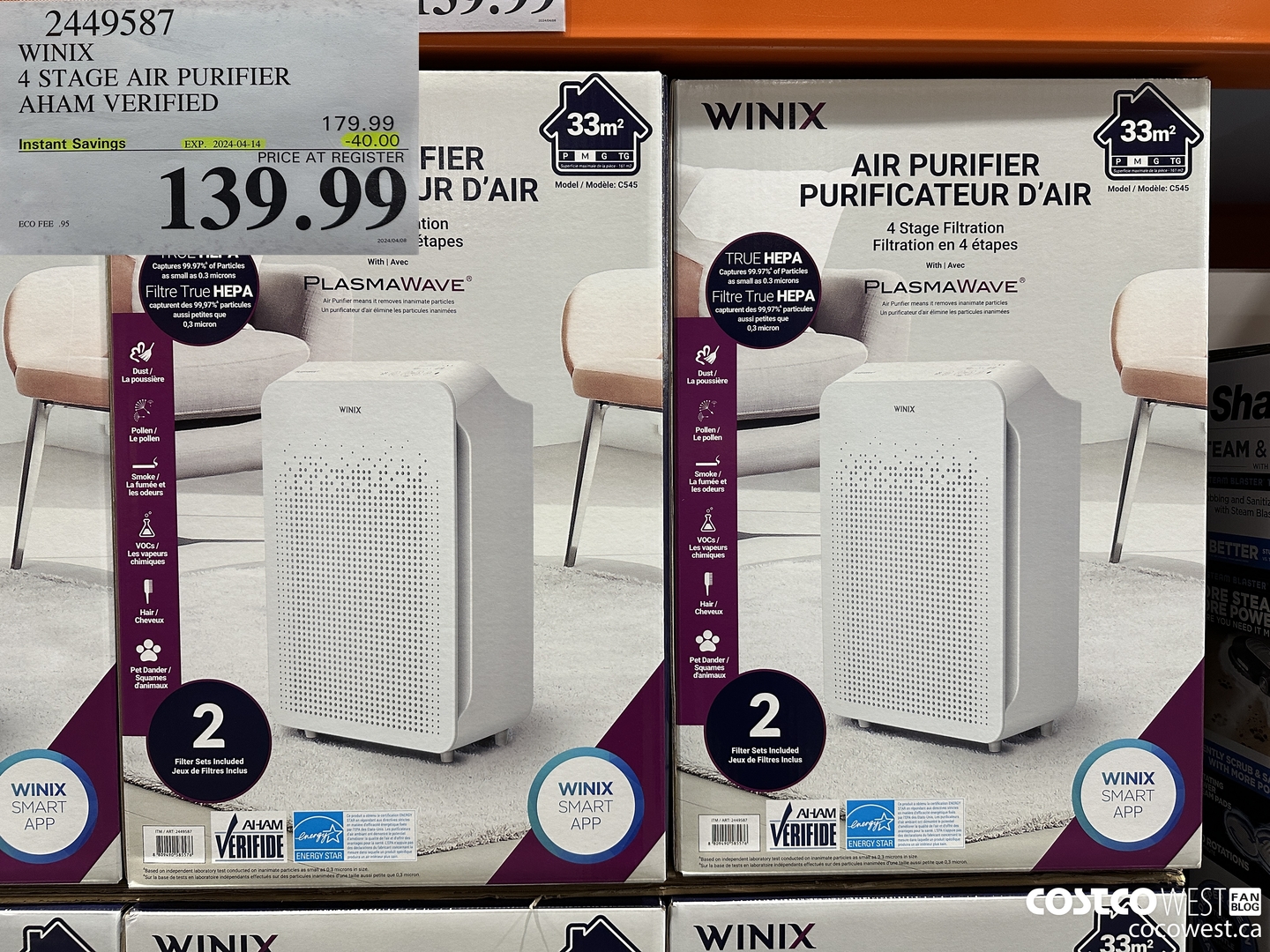2449587 WINIX 4 STAGE AIR PURIFIER AHAM VERIFIED ($40.00 INSTANT SAVINGS EXPIRES ON 2024-04-14) $139.99