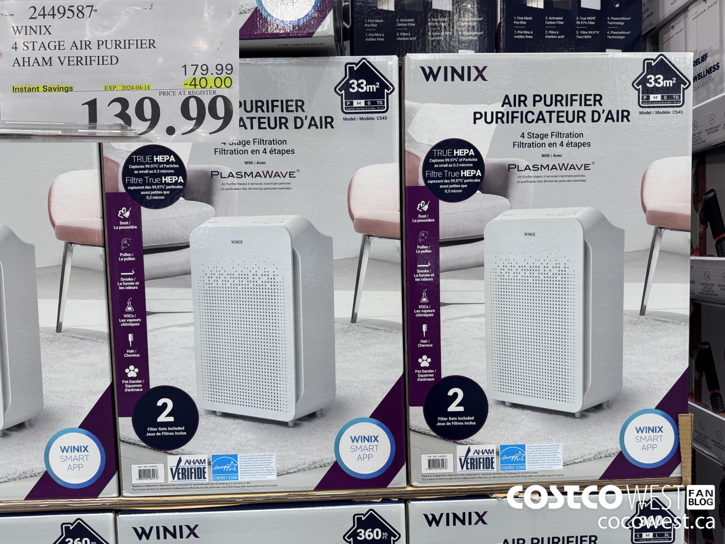 2449587 WINIX 4 STAGE AIR PURIFIER AHAM VERIFIED ($40.00 INSTANT SAVINGS EXPIRES ON 2024-04-14) $139.99
