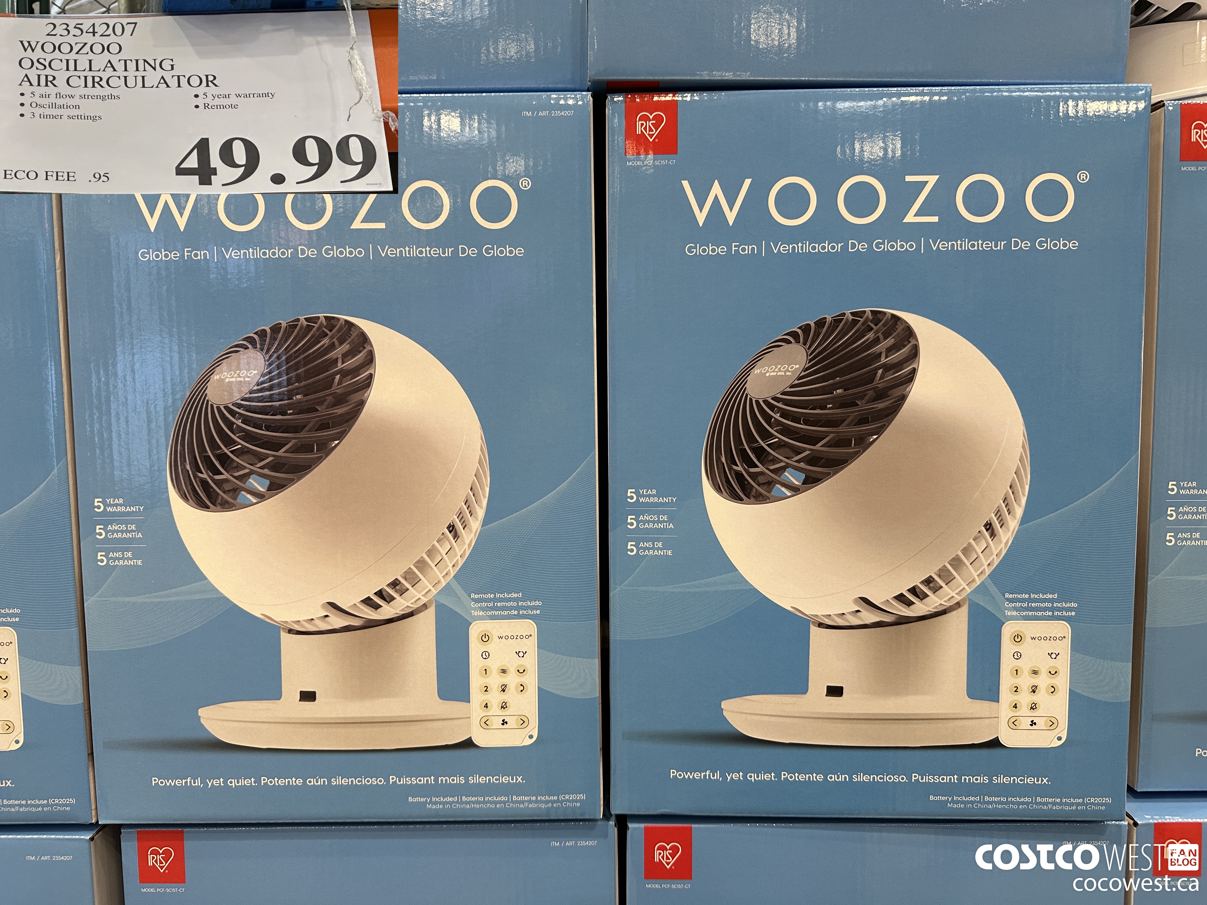 2354207 WOOZOO OSCILLATING AIR CIRCULATOR $49.99