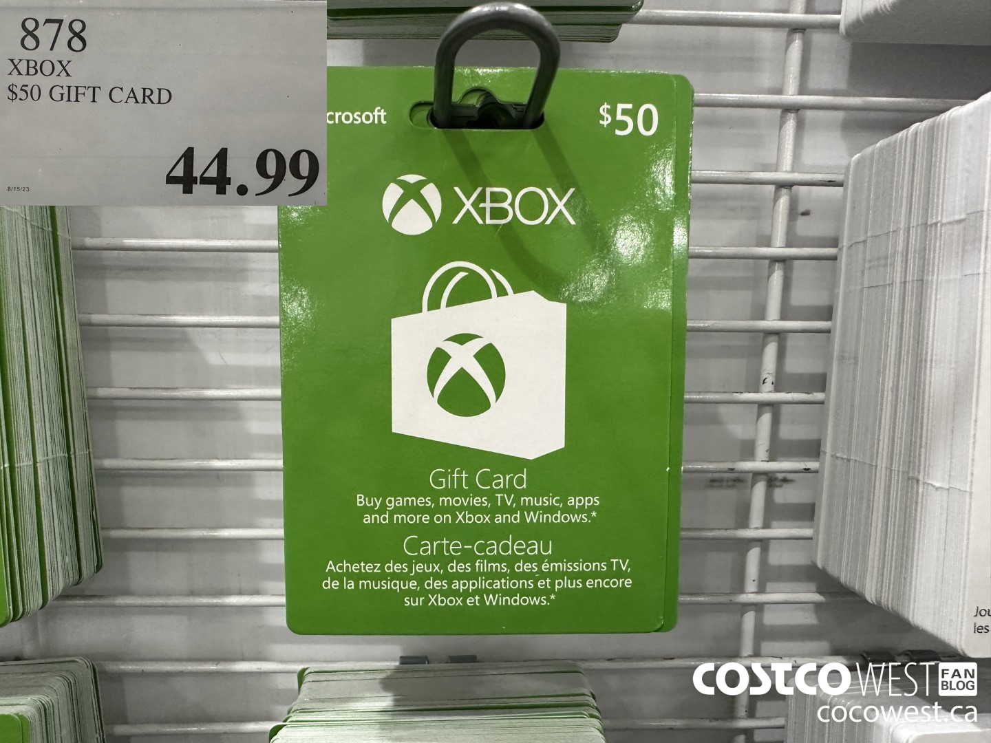 878 XBOX LIVE $50 GIFT CARD $44.99
