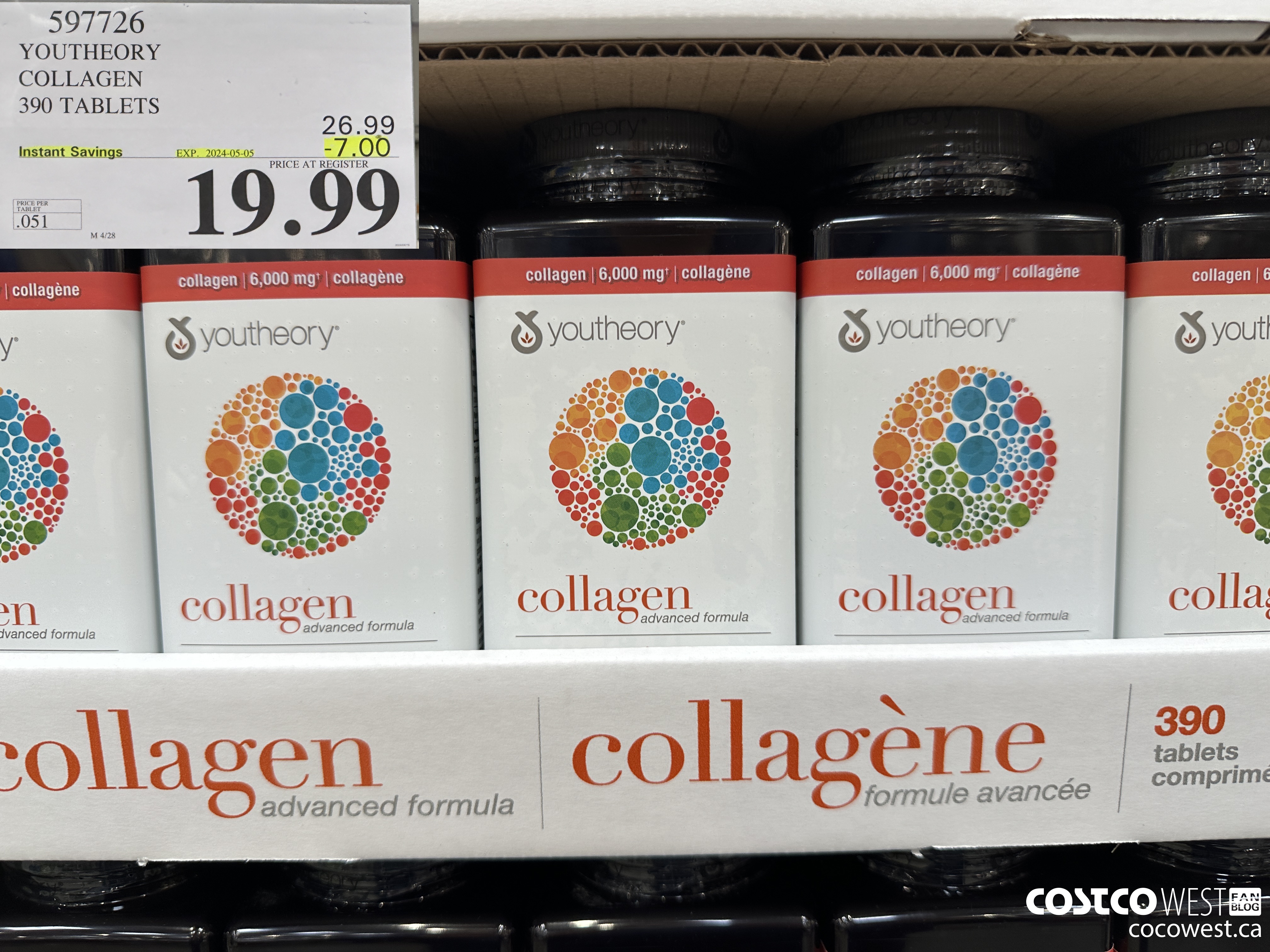 597726 YOUTHEORY COLLAGEN 390 TABLETS ($7.00 INSTANT SAVINGS EXPIRES ON 2024-05-05) $19.99