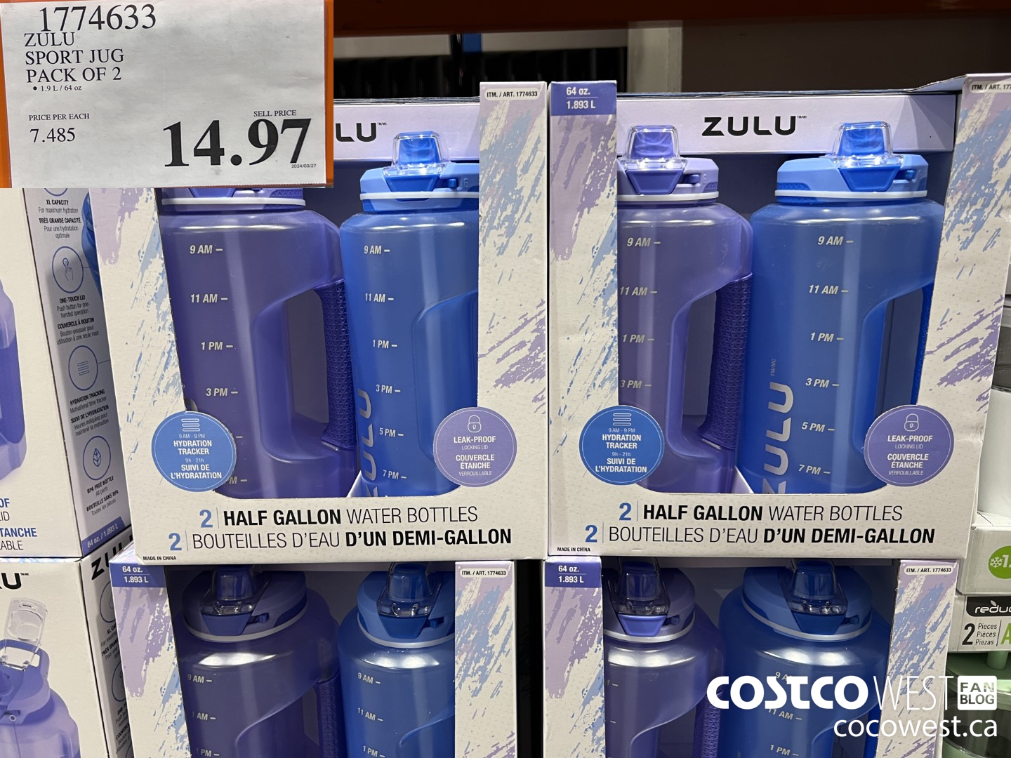 1774633 ZULU SPORT JUG PACK OF 2 $14.97