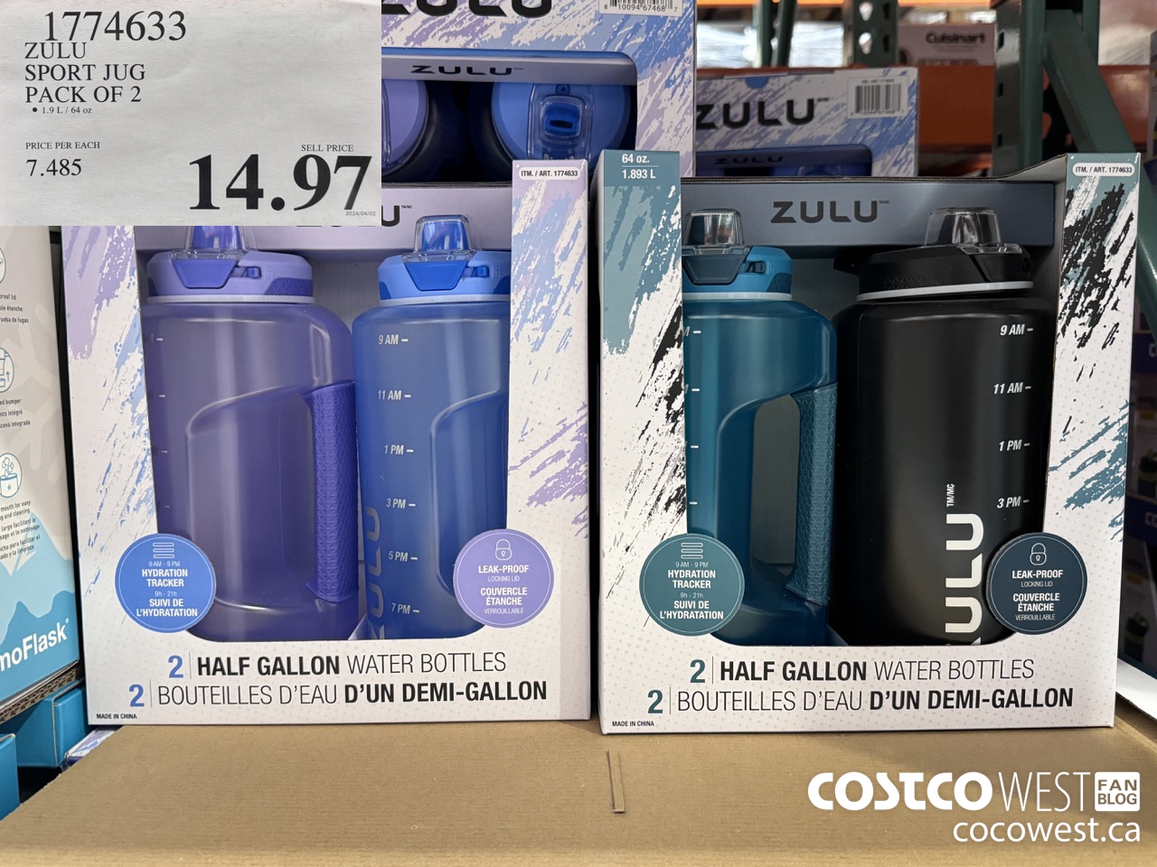 1774633 ZULU SPORT JUG PACK OF 2 $14.97