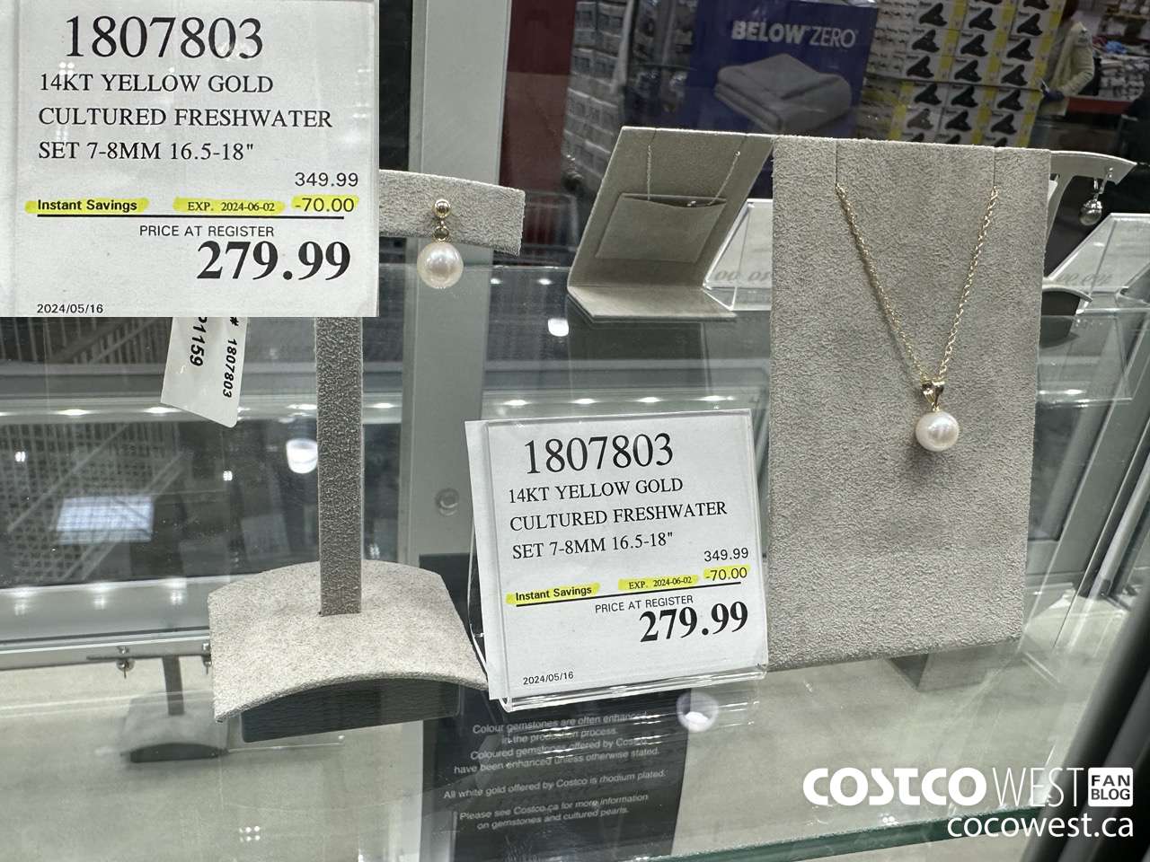 1807803 14KT YELLOW GOLD CULTURED FRESHWATER SET 7.5-8MM 16.5-18