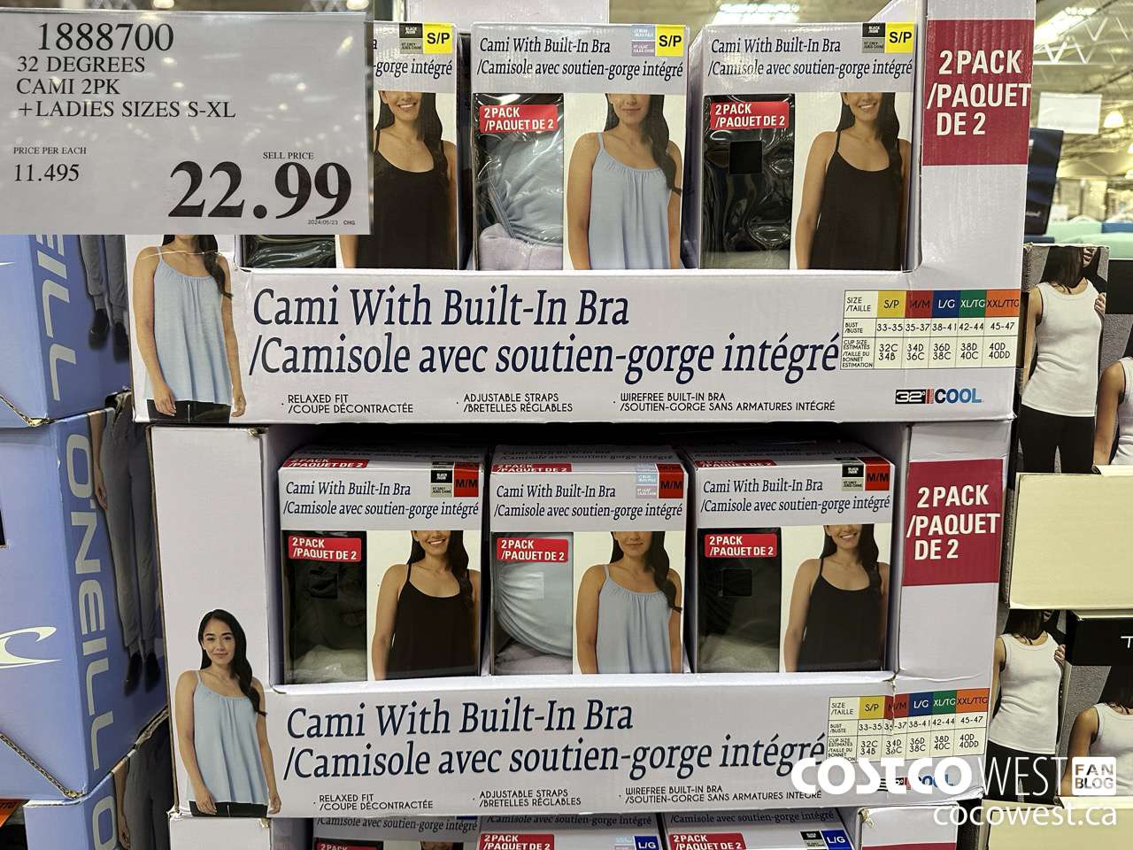 1888700 32 DEGREES CAMI 2PK LADIES SIZES S-XL $22.99