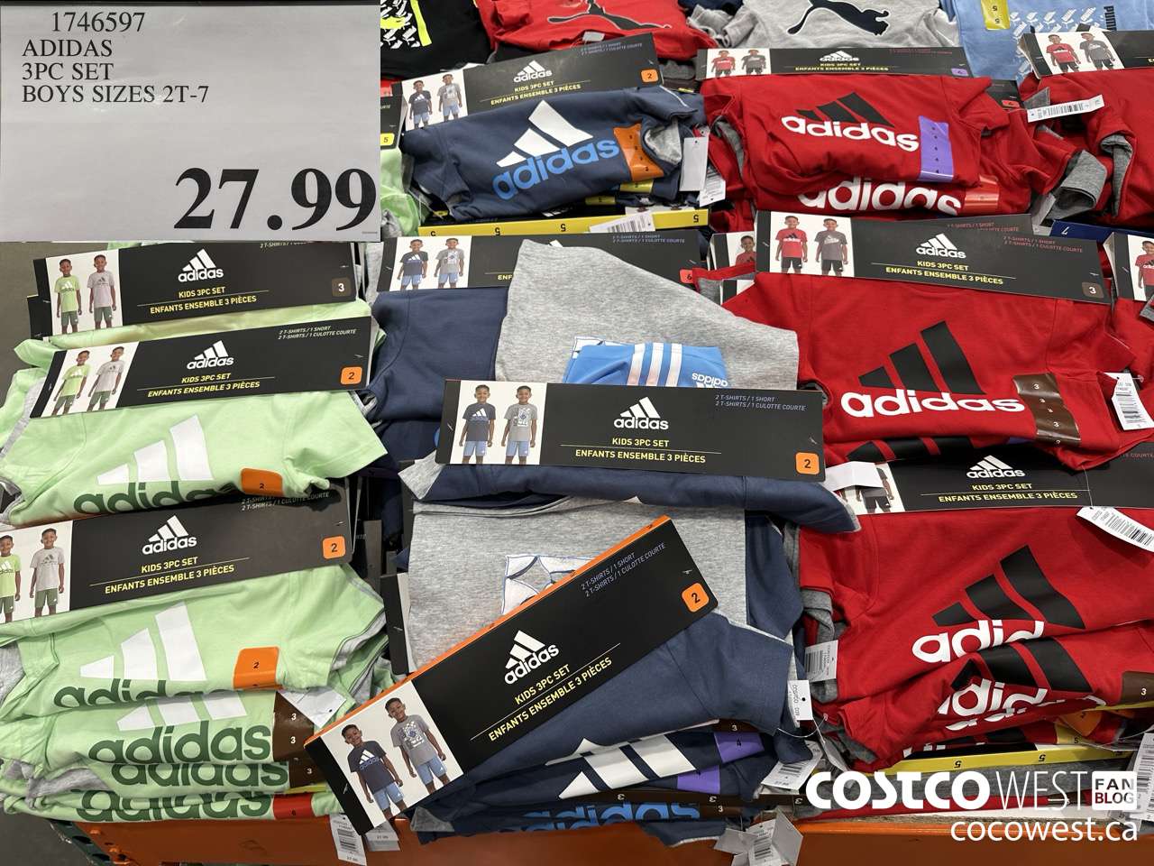 1746597 ADIDAS 3PC SET BOYS SIZES 2T-7 $27.99