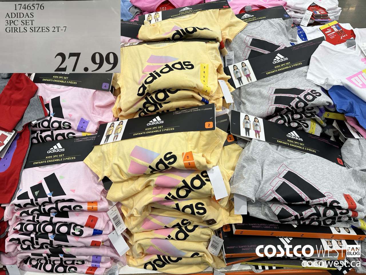 1746576 ADIDAS 3PC SET GIRLS SIZES 2T-7 $27.99