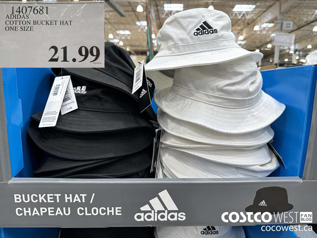 1407681 ADIDAS COTTON BUCKET HAT ONE SIZE $21.99