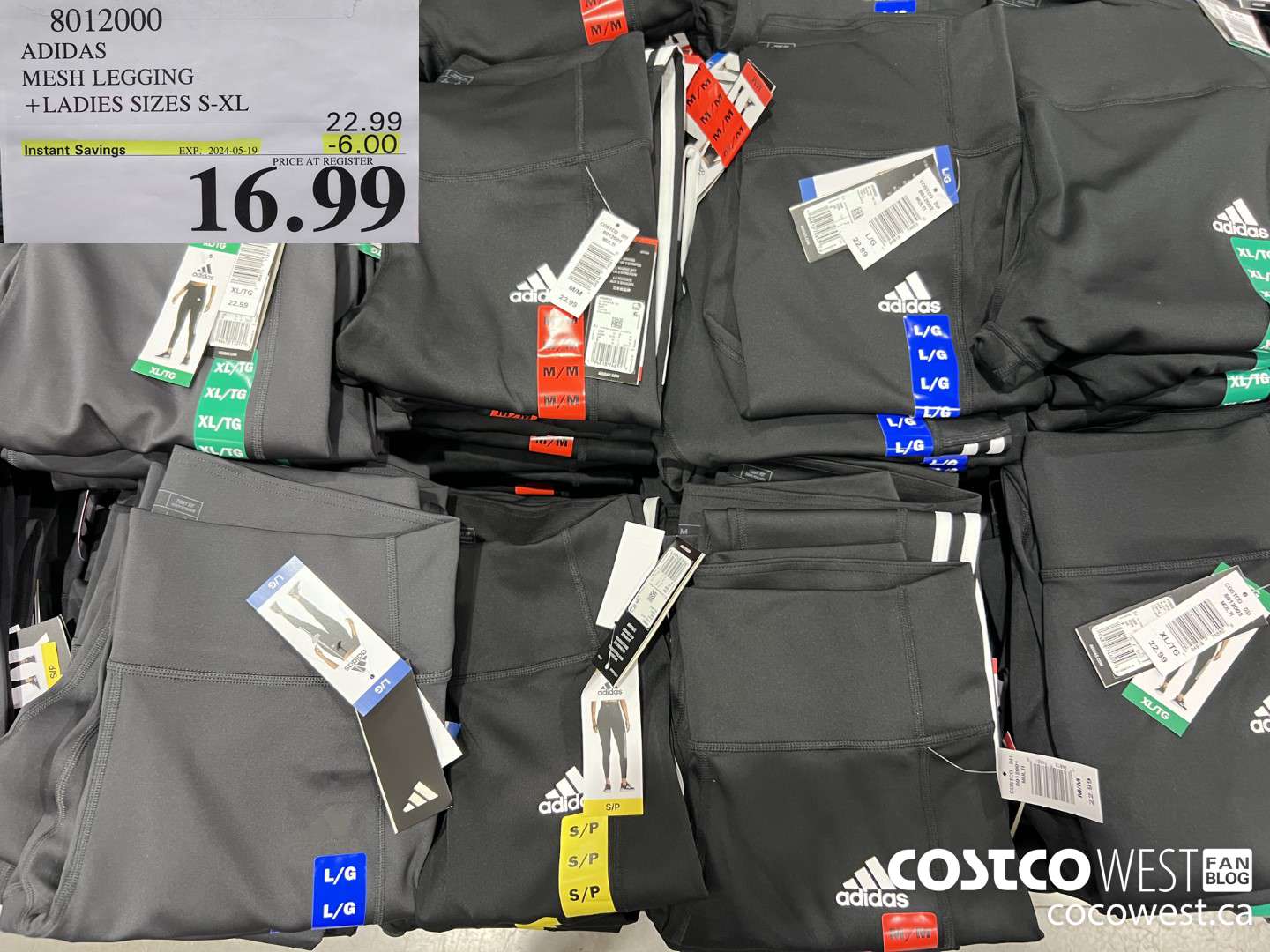 8012000 ADIDAS MESH LEGGING LADIES SIZES S-XXL ($6.00 INSTANT SAVINGS EXPIRES ON 2024-05-19) $16.99