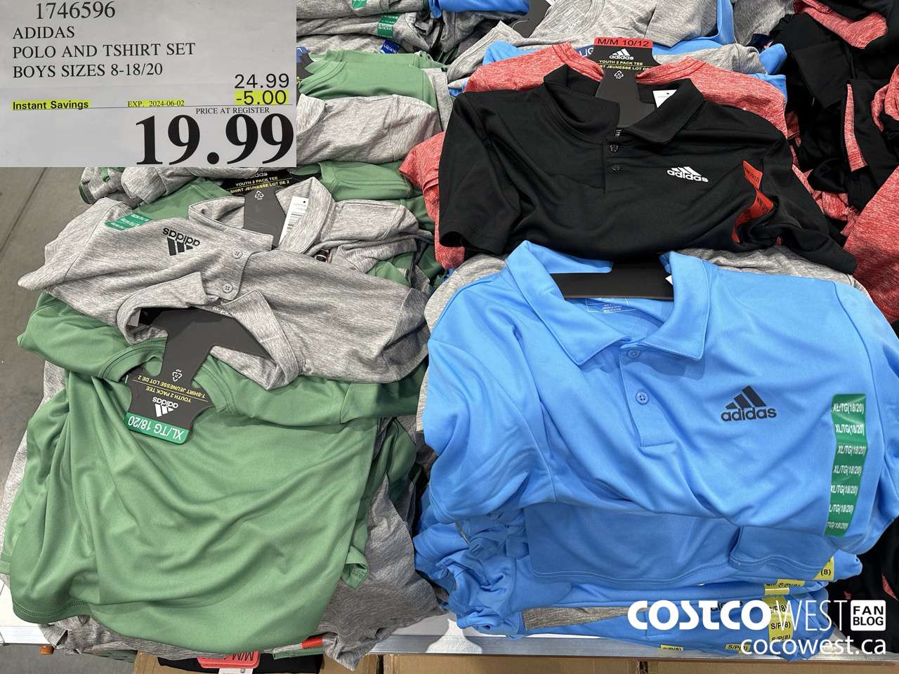1746796 ADIDAS POLO AND TSHIRT SET BOYS SIZES 8-18/20 ($5.00 INSTANT SAVINGS EXPIRES ON 2024-06-02) $19.99