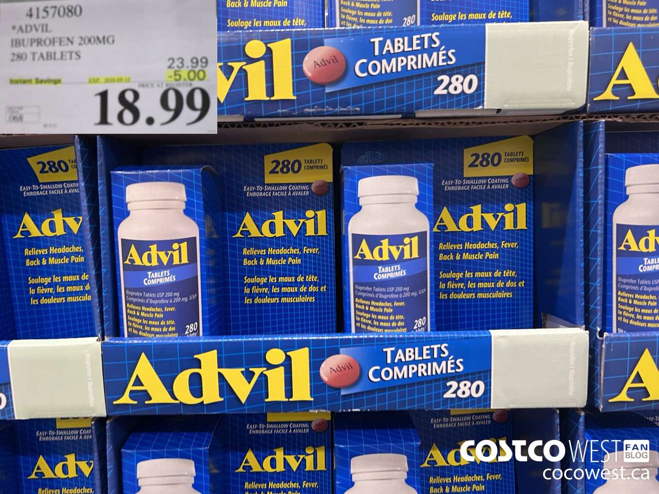 4157080 ADVIL 280 TABLETS IBUPROFEN 200MG ($5.00 INSTANT SAVINGS EXPIRES ON 2024-05-12) $18.99