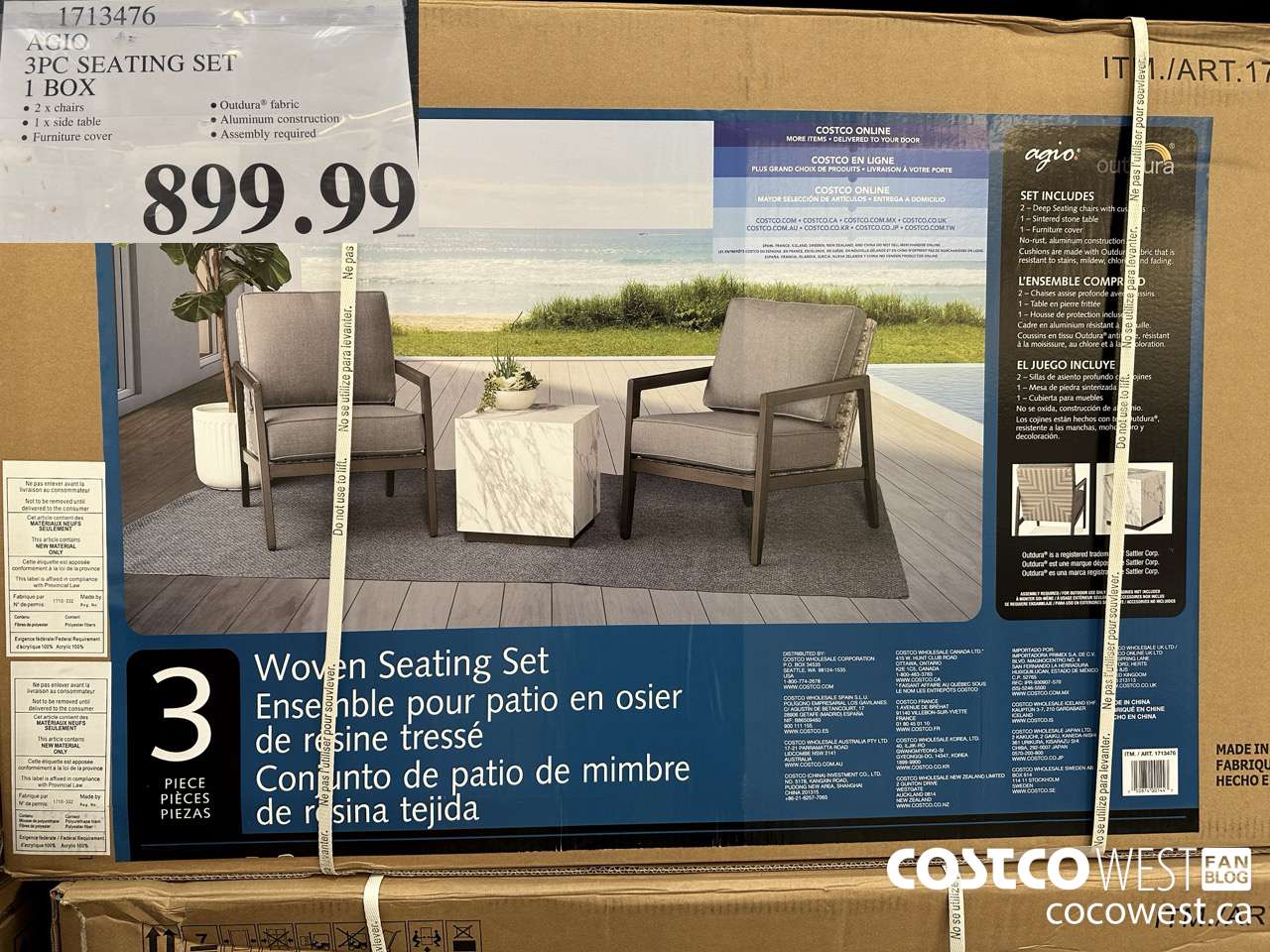 1713476 AGIO 3PC SEATING SET 1 BOX $899.99
