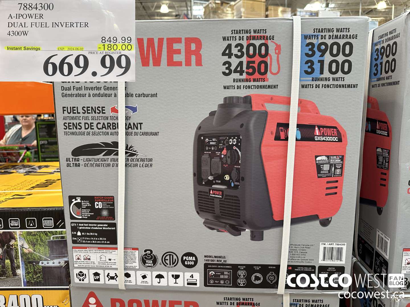 7884300 A-IPOWER DUAL FUEL INVERTER 4300W ($180.00 INSTANT SAVINGS EXPIRES ON 2023-06-02) $669.99