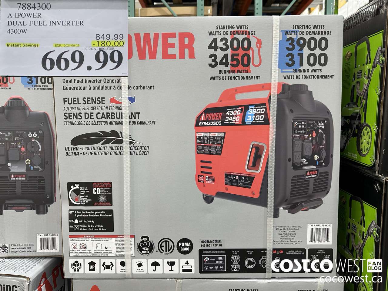 7884300 A-IPOWER DUAL FUEL INVERTER 4300W ($180.00 INSTANT SAVINGS EXPIRES ON 2024-06-02) $669.99