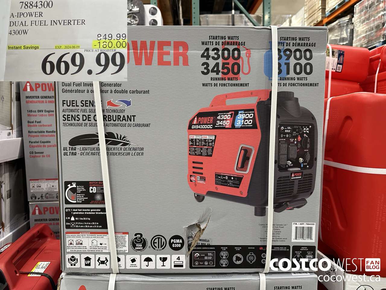 7884300 A-IPOWER DUAL FUEL INVERTER 4300W ($180.00 INSTANT SAVINGS EXPIRES ON 2024-06-09) $669.99