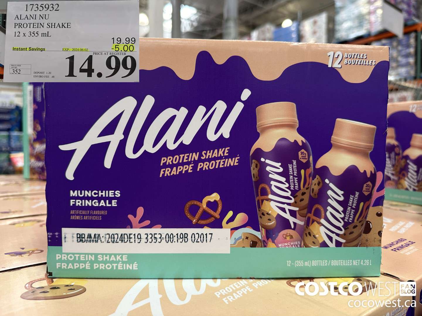 1735932 ALANI NU PROTEIN SHAKE 12 X 355ML ($5.00 INSTANT SAVINGS EXPIRES ON 2024-06-02) $14.99