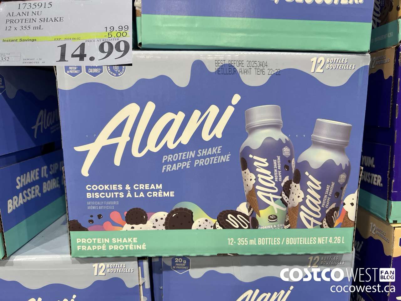 1735915 ALANI NU PROTEIN SHAKE 12 X 355ML ($5.00 INSTANT SAVINGS EXPIRES ON 2024-06-02) $14.99