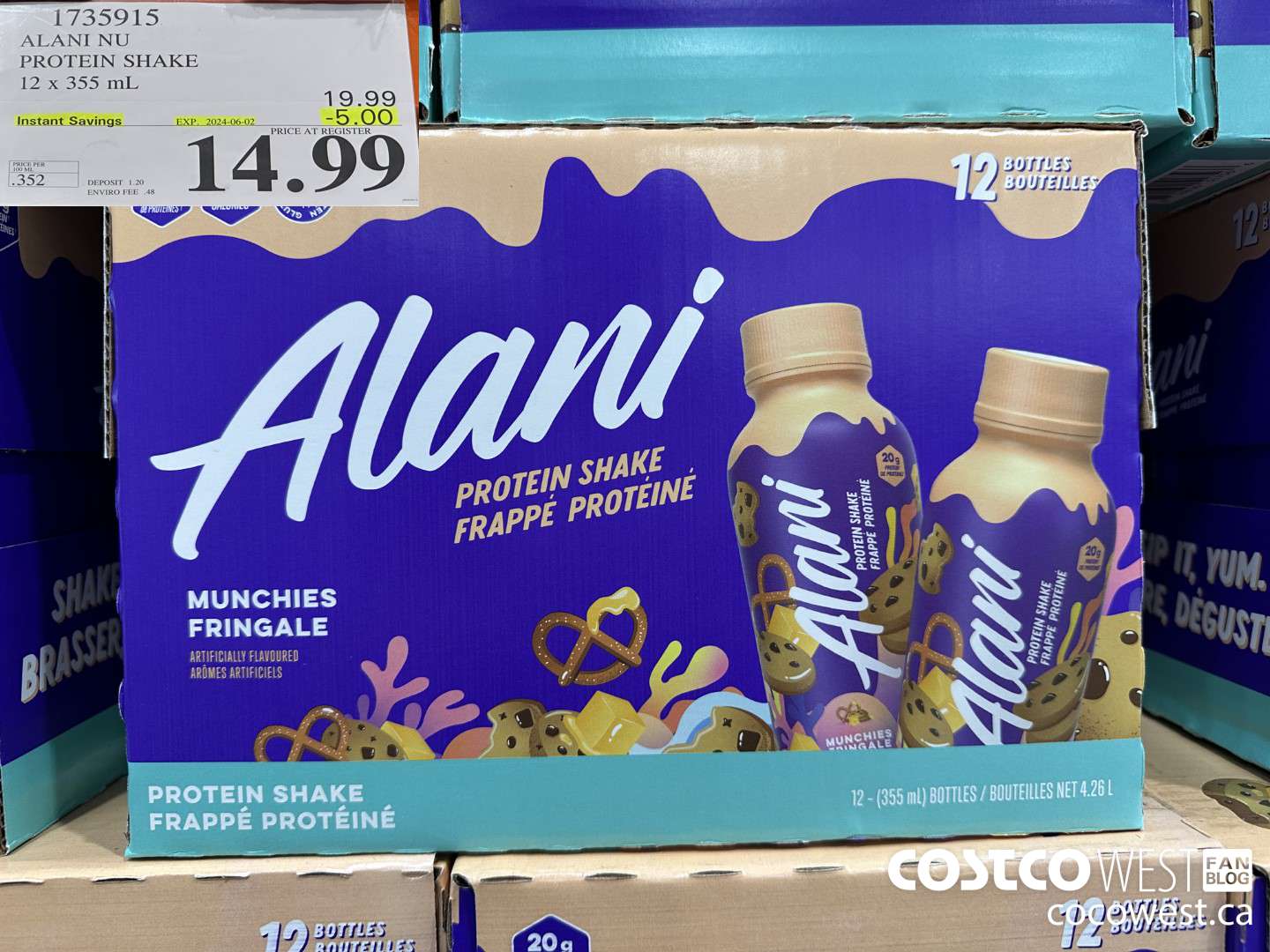 1735915 ALANI NU PROTEIN SHAKE 12 X 355ML ($5.00 INSTANT SAVINGS EXPIRES ON 2024-06-02) $14.99