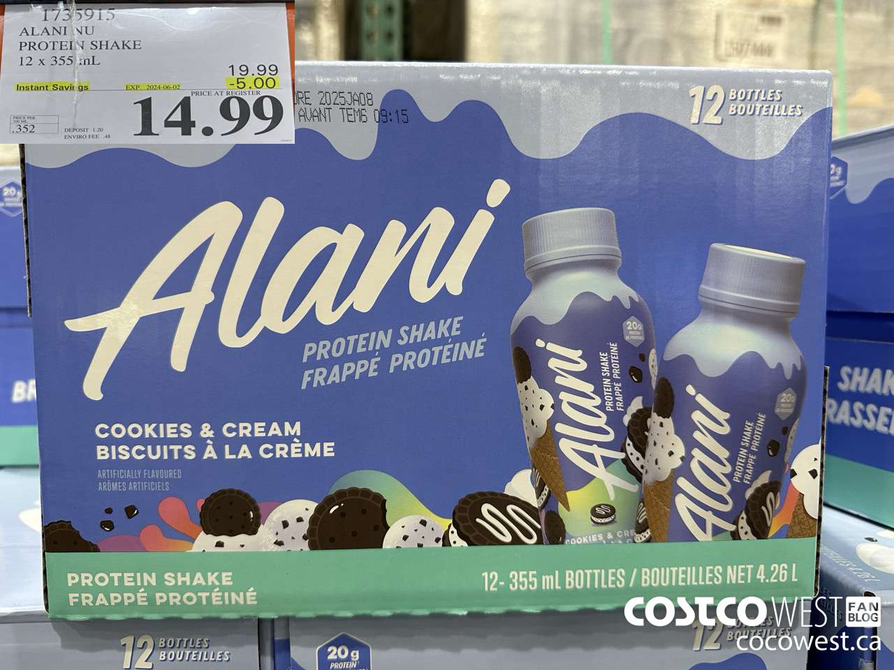 1735915 ALANI NU PROTEIN SHAKE 12 X 355ML ($5.00 INSTANT SAVINGS EXPIRES ON 2024-06-02) $14.99