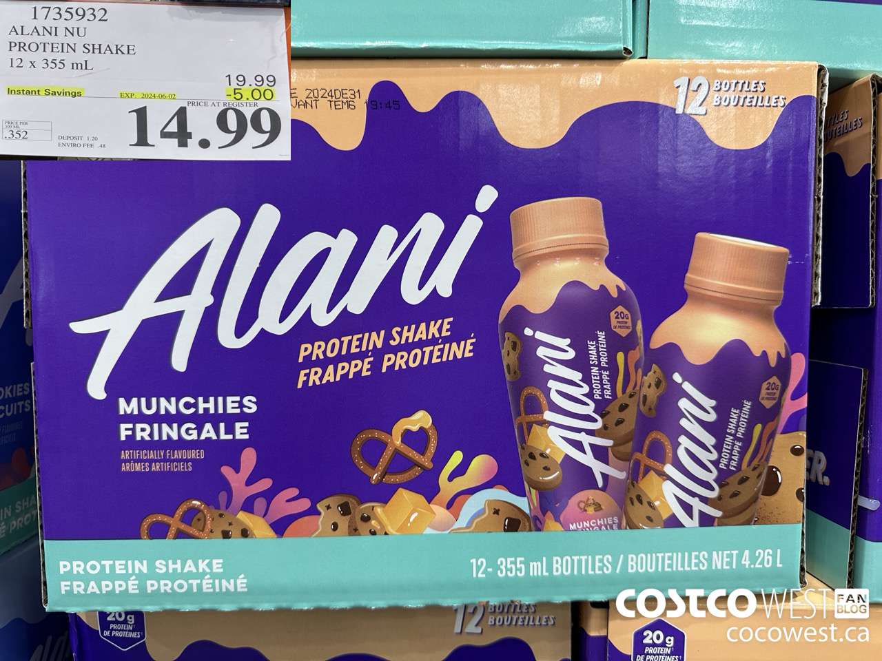 1735932 ALANI NU PROTEIN SHAKE 12 X 355ML ($5.00 INSTANT SAVINGS EXPIRES ON 2024-06-02) $14.99