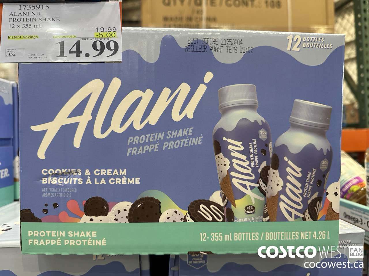 1735915 ALANI NU PROTEIN SHAKE 12 X 355ML ($5.00 INSTANT SAVINGS EXPIRES ON 2024-06-09) $14.99