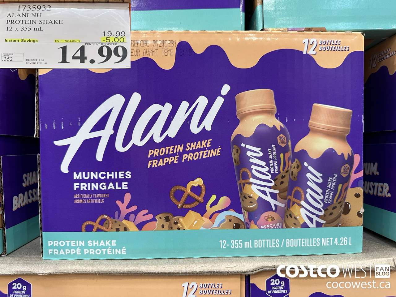 1735932 ALANI NU PROTEIN SHAKE 12 X 355ML ($5.00 INSTANT SAVINGS EXPIRES ON 2024-06-09) $14.99