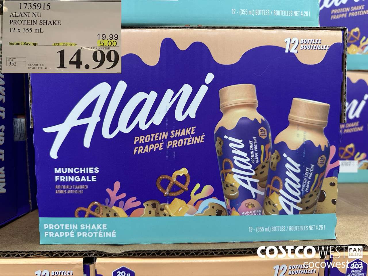 1735915 ALANI NU PROTEIN SHAKE 12 X 355ML ($5.00 INSTANT SAVINGS EXPIRES ON 2024-06-09) $14.99